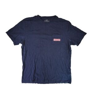 Vineyard Vines T Shirt Navy Blue Pocket Whale Logo Cotton Men's‎ Size M